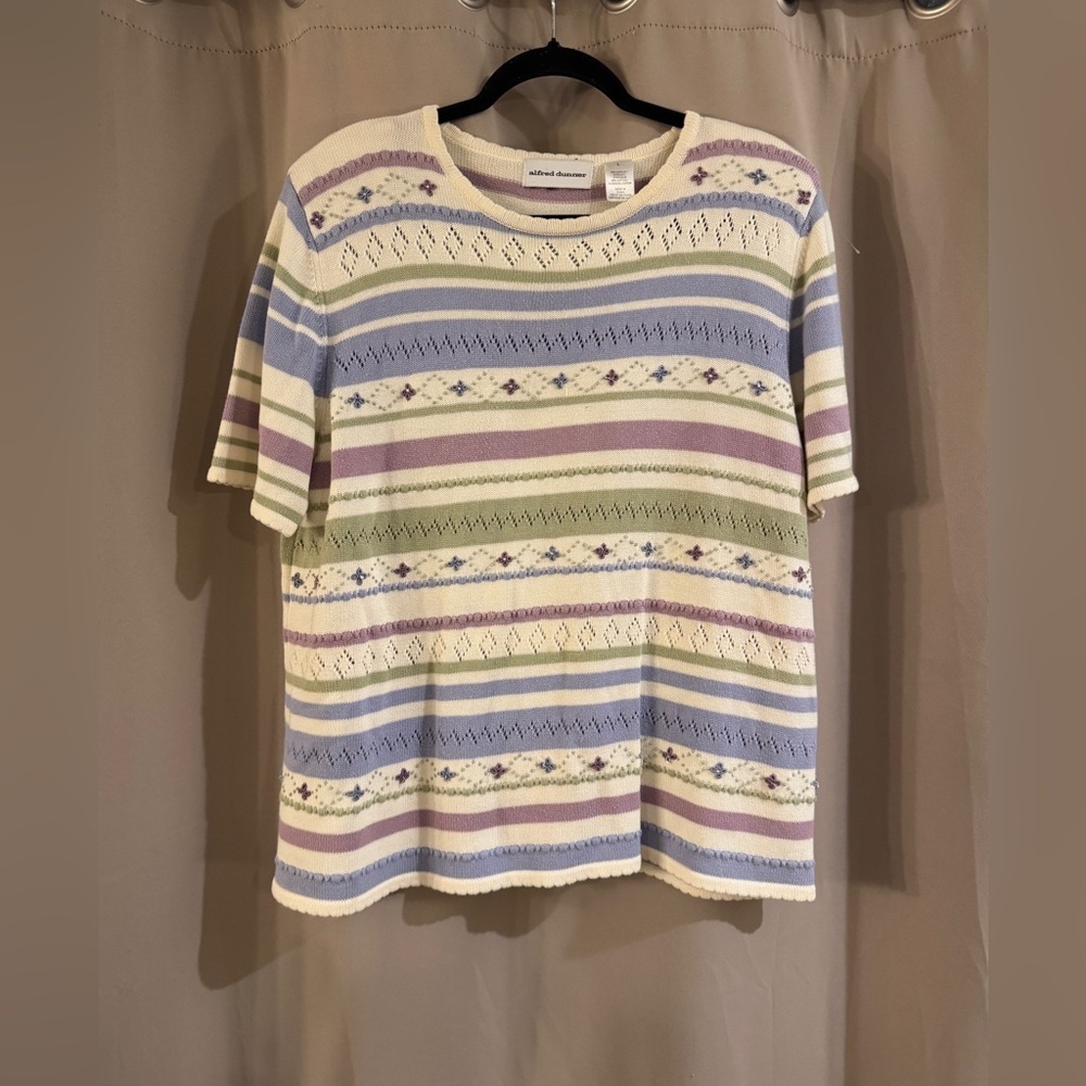 Alfred Dunner Pastel Striped Short-Sleeve Knit Top